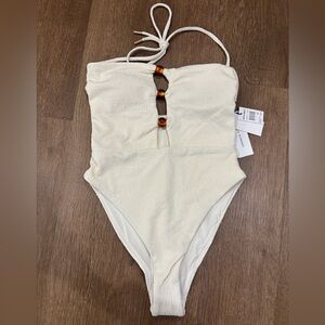 Rebecca Minkoff Cream One Piece Strapless Swimsuit NWT